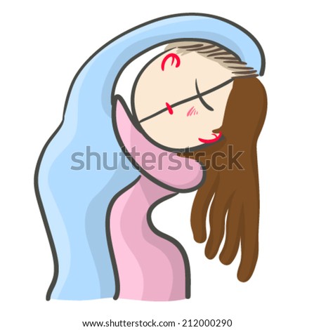 Vector illustration of a couple kissing