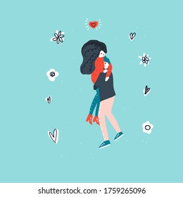 Vector illustration of couple in love. Cute Hand drawn illustration