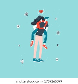 Ilustración vectorial de pareja enamorada. Ilustración dibujada a mano