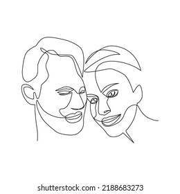 Ilustración vectorial de una pareja enamorada dibujada en estilo de arte de línea