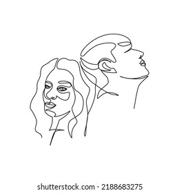Vector illustration of a couple in love drawn in line art style