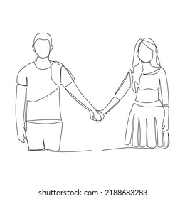 Vector illustration of a couple in love drawn in line art style