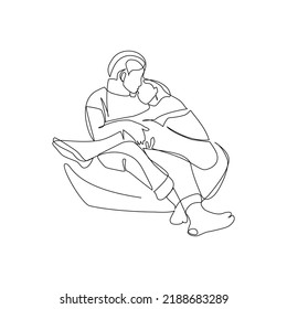 Vector illustration of a couple in love drawn in line art style