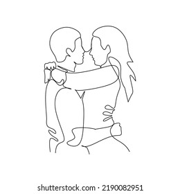 Vector illustration of couple in love drawn in line art style