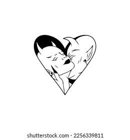 vector illustration of a couple in love kissing concept