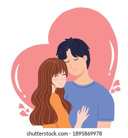 Vector illustration of a couple in love. Man and woman love each other. Characters for the feast of Saint Valentine