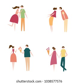 Vector illustration of couple in love. Silhouette of romantic people characters. Cartoon flat vector design for logo, print, card, flyer, fabric, poster. 