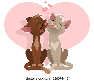 Vector illustration of a couple of lovers of cats