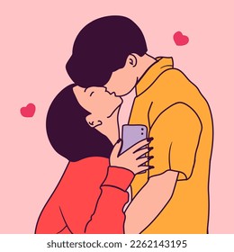 vector illustration of a couple of lovers celebrating valentines day