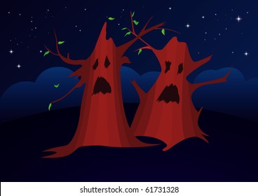  Vector illustration of couple of magic trees
