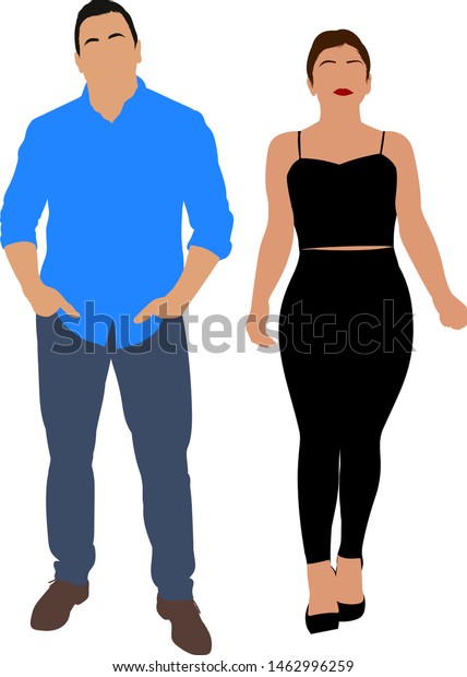 Vector Illustration Couple Man Woman Stock Vector Royalty Free