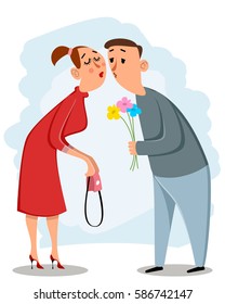Vector illustration of a couple on a date