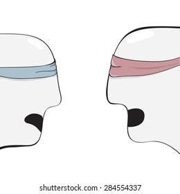 Vector illustration of a couple of people fighting, symbolic, artistic style, isolated on white
