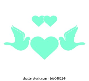 Vector illustration Couple of pigeon with heart Valentine's day, wedding, Birthday, Mother's day, Father's day Romantic background Flying dove bird Love concept Design for greeting card, fabric, print