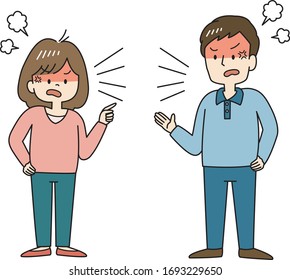 Vector illustration of couple quarrel 