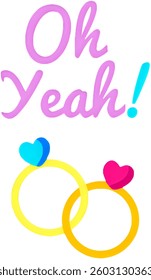 Vector illustration of couple rings with text