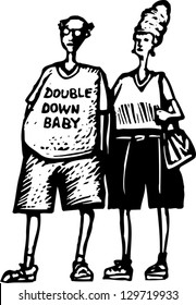Vector illustration of couple of senior gamblers
