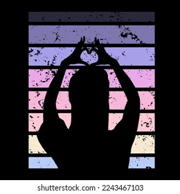 Vector Illustration Couple Silhouette Retro Sunset