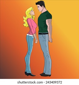 Vector illustration of a couple standing together