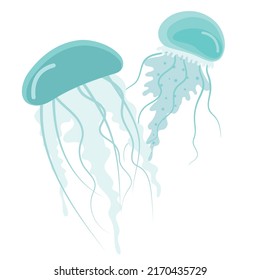  vector illustration of couple stylized jellyfish