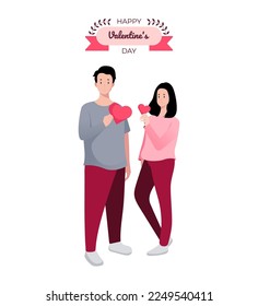 vector illustration of couple with valentines day theme
