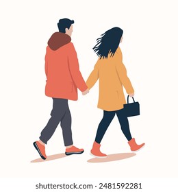 vector illustration of a couple walking hand in hand