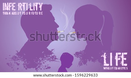 Vector illustration of a couple who smokes and cannot have children.