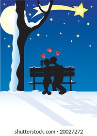 Vector illustration for couple at yuletide