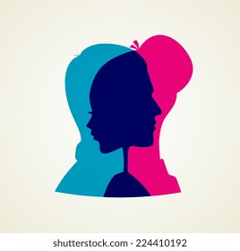 Vector illustration of Couple's silhouette