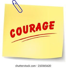 Vector illustration of courage paper message on white background