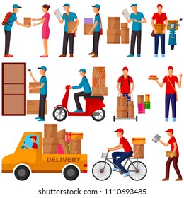vector illustration of Courier , Delivery, Parcel man delivering product to home