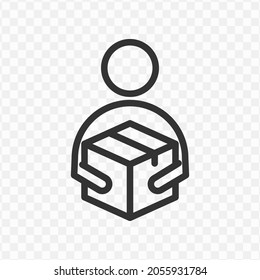 Vector illustration of courier icon in dark color and transparent background(png).