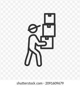 Vector illustration of courier pick up box icon in dark color and transparent background(png).