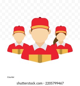 Vector Illustration Of Courier Team Avatar In Color On A Transparent Background (PNG). EPS Vector