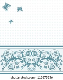 vector illustration of a  cover background with flower ornament and butterflies