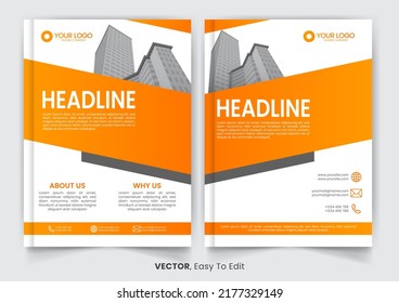 Vector illustration of Cover Business abstract template for Book, Brochure, Poster, Corporate Presentation, Portfolio, Flyer, infographic with orange color size A4, Front and back.