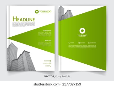 Vector illustration of Cover Business abstract template for Book, Brochure, Poster, Corporate Presentation, Portfolio, Flyer, infographic with green color size A4, Front and back.