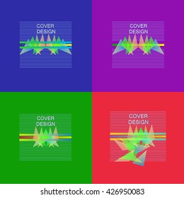 Vector illustration cover design in different colors.