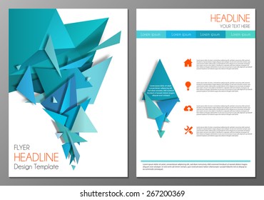 Vector illustration of cover design template for flyer, brochure, booklet or annual report.  Geometric triangular abstract modern design.