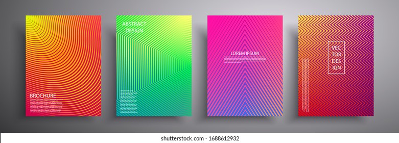 Vector illustration of a cover with linear graphic geometric elements. Template for brochures, covers, notebooks, books, banners, magazines and flyers.