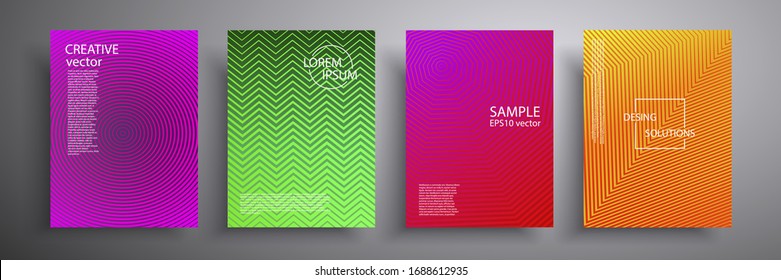 Vector illustration of a cover with linear graphic geometric elements. Template for brochures, covers, notebooks, books, banners, magazines and flyers.