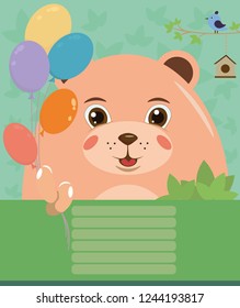 Vector illustration of cover for the notebook with a bear

