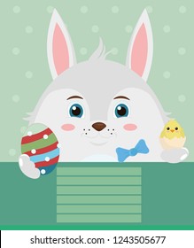 Vector illustration, cover for notebook with Easter Bunny
