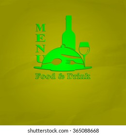 Vector illustration Cover template restaurant menu in green with an outline and stroke, the texture on paper background.