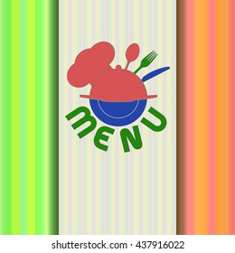 Vector illustration Cover template restaurant menu with chef hat chef fork, knife and spoon.