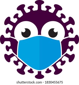 Vector illustration of the Covid virus with mask