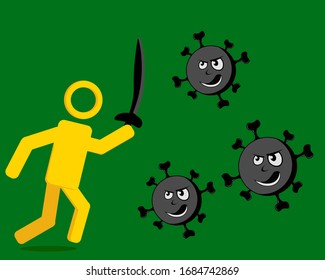 Vector illustration of covid-19 attack graphic. Corona virus in black.