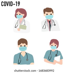 Vektorillustration-Illustration von COVID-19 Hand auf weißem Hintergrund.