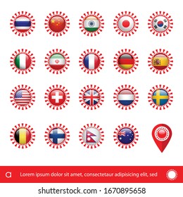 Vector Illustration of Covid-19 Icon with Flag
