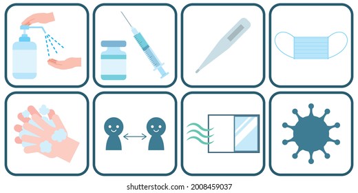Vector illustration of COVID-19 Measures icon set